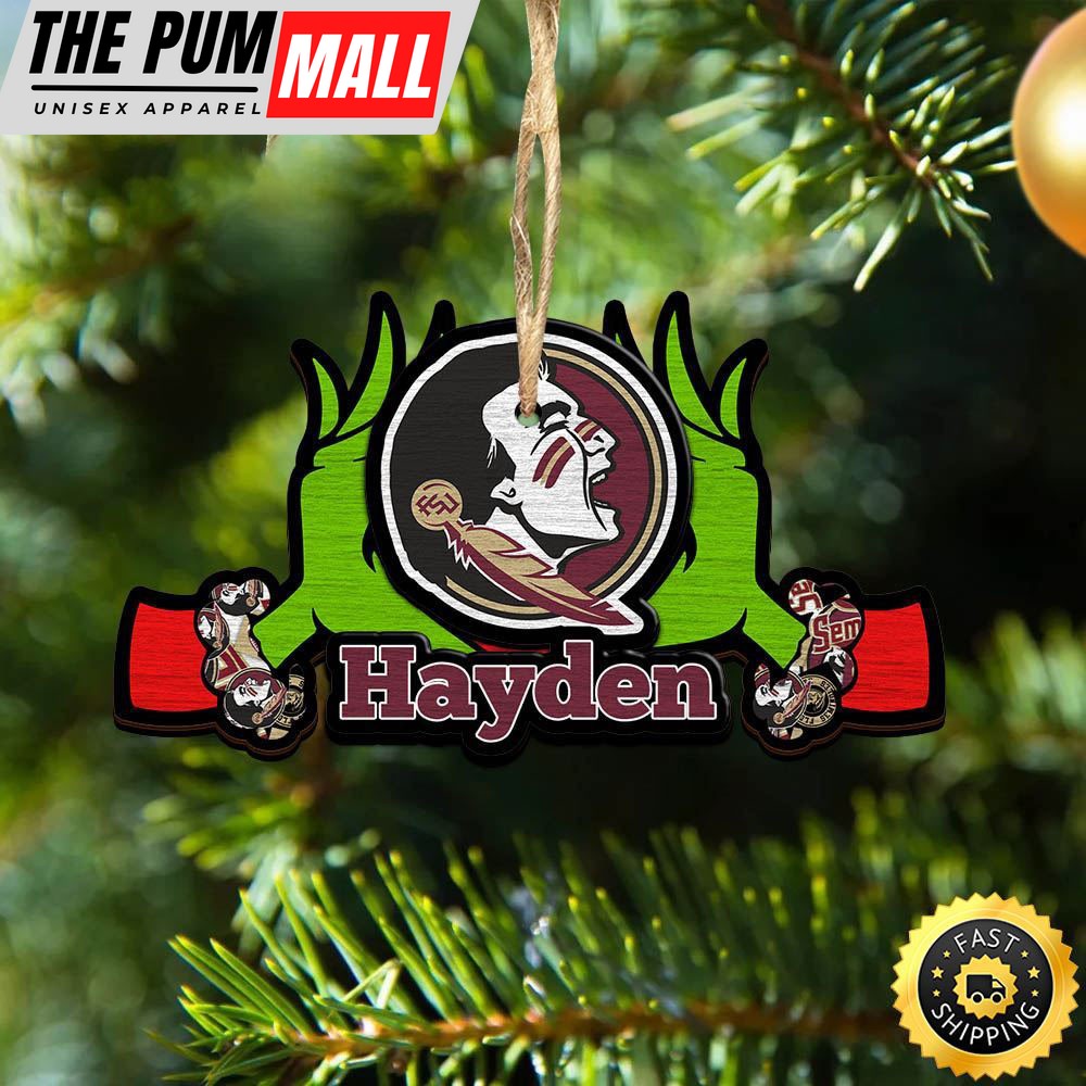 NCAA Florida State Seminoles Grinch Christmas Ornament Personalized Your Name Limited Edition