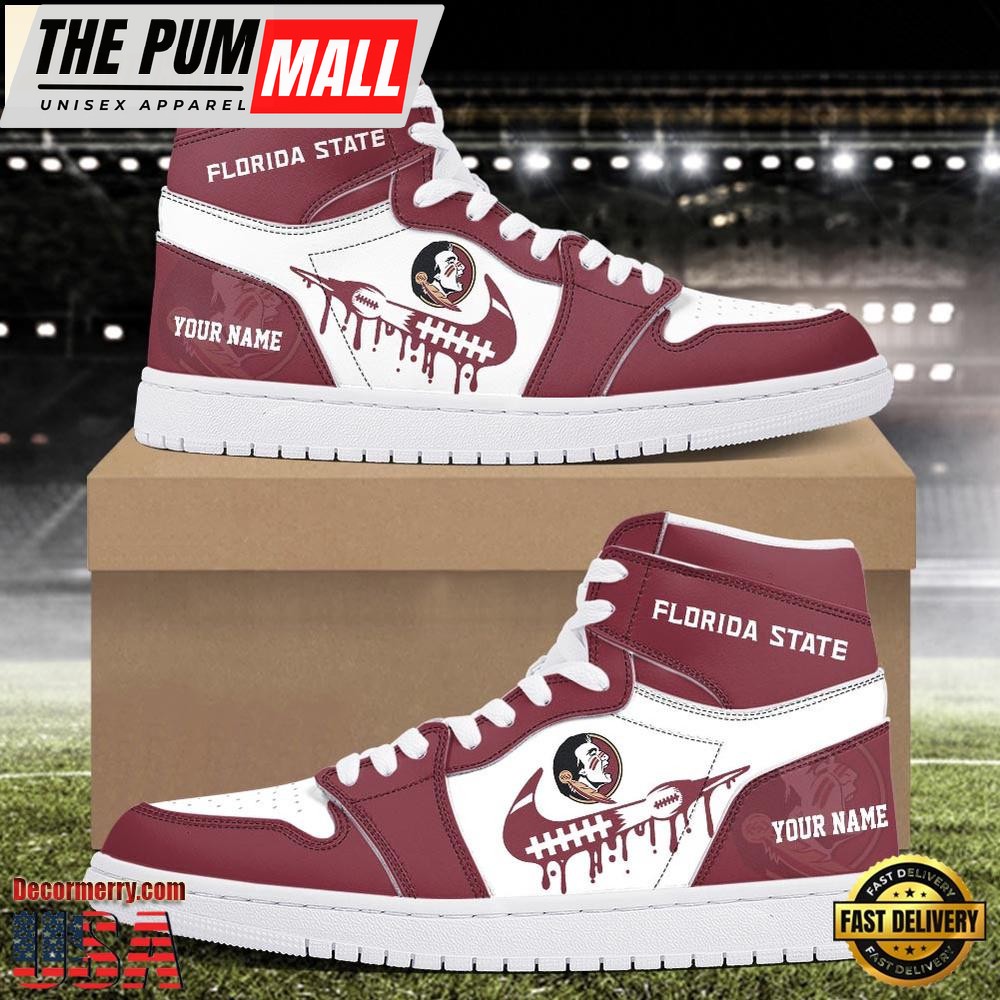 NCAA Florida State Seminoles Grunge Style Custom Air Jd 1 Shoes , Running Sneakers Shoes