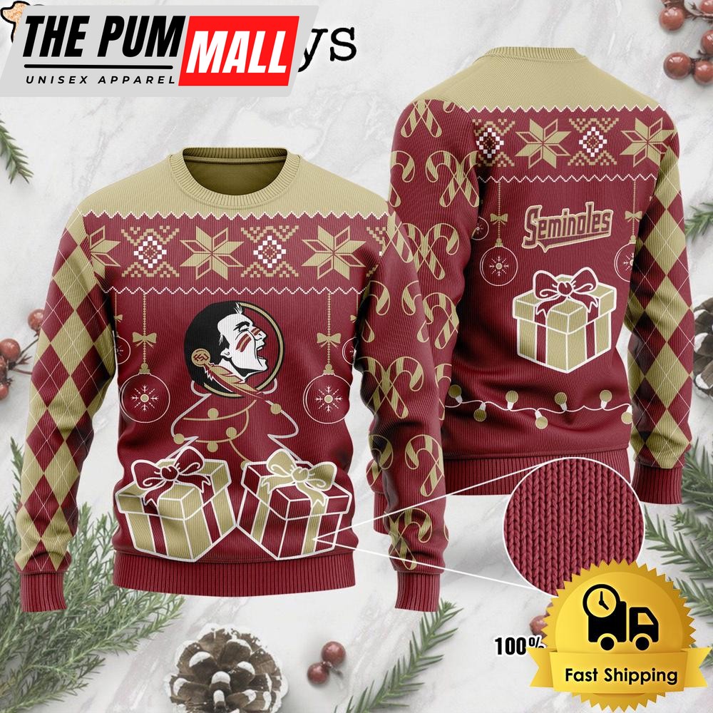 NCAA Florida State Seminoles Tree Christmas Ugly Sweater