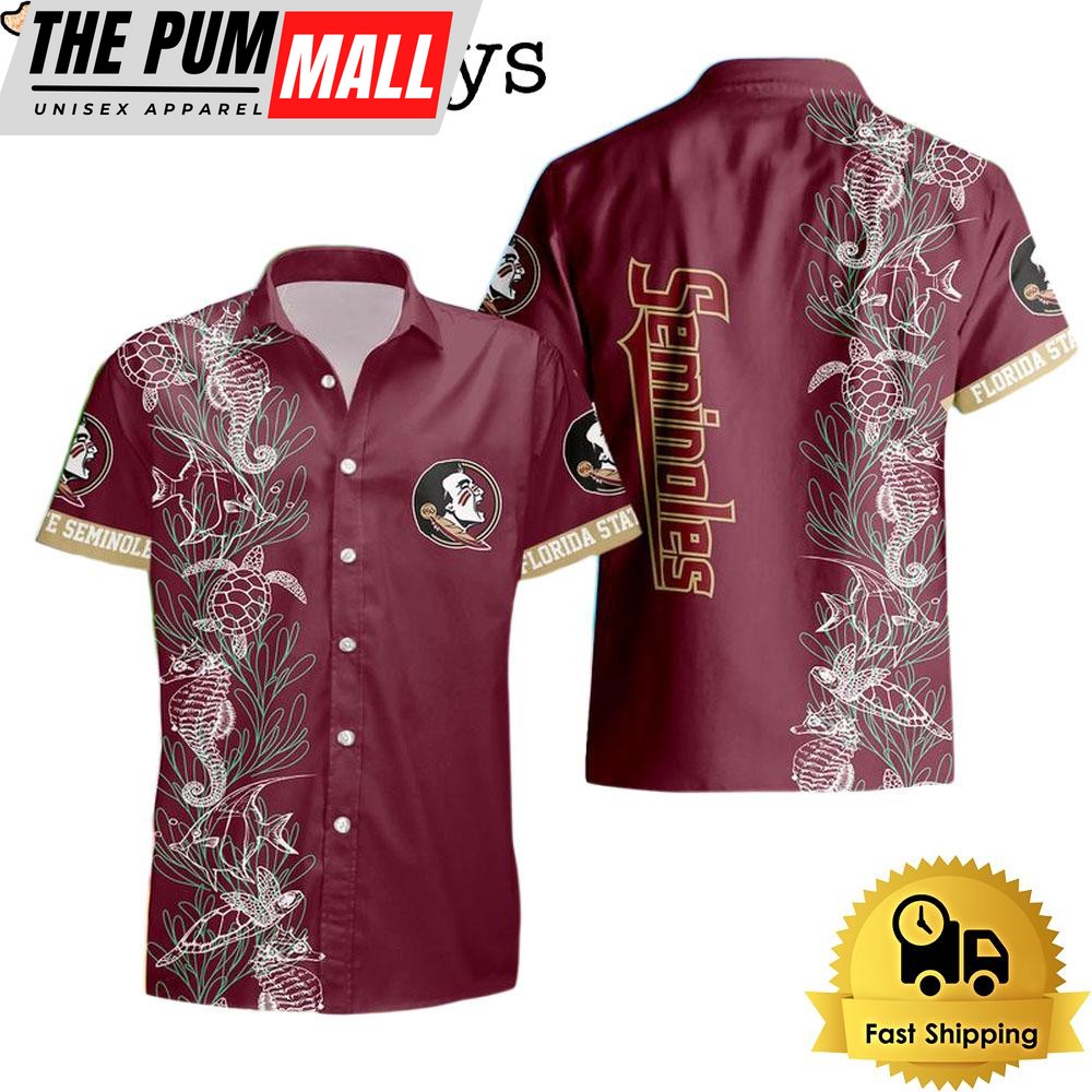 NCAA Florida State Seminoles Turtle Seaweed Pattern Hawaiian Shirt