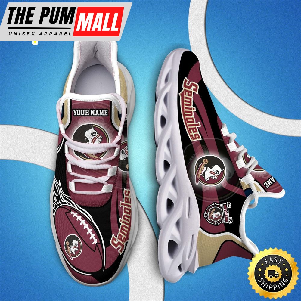 NCAA Florida State Seminoles White C Sneakers Personalized Your Name