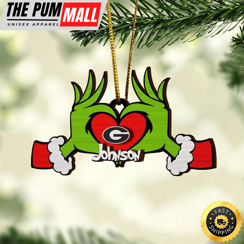 NCAA Georgia Bulldogs And Grinch Christmas Ornament Custom Your Name Limited Edition