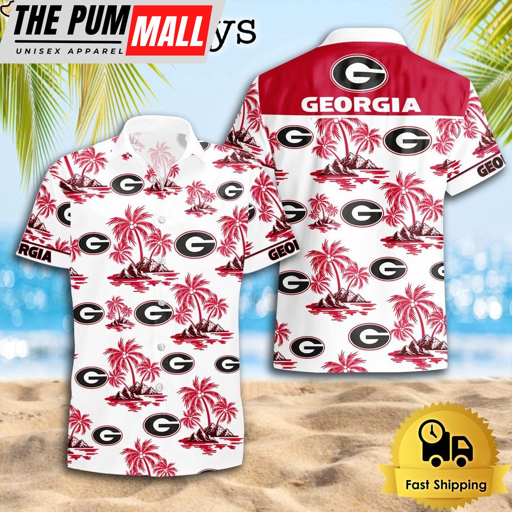 NCAA Georgia Bulldogs Coconut Island Logo Hawaiian Shirts