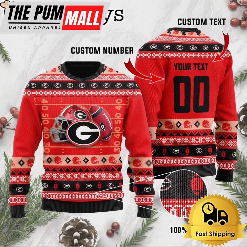 NCAA Georgia Bulldogs Football Helmet Custom Ugly Christmas Sweater
