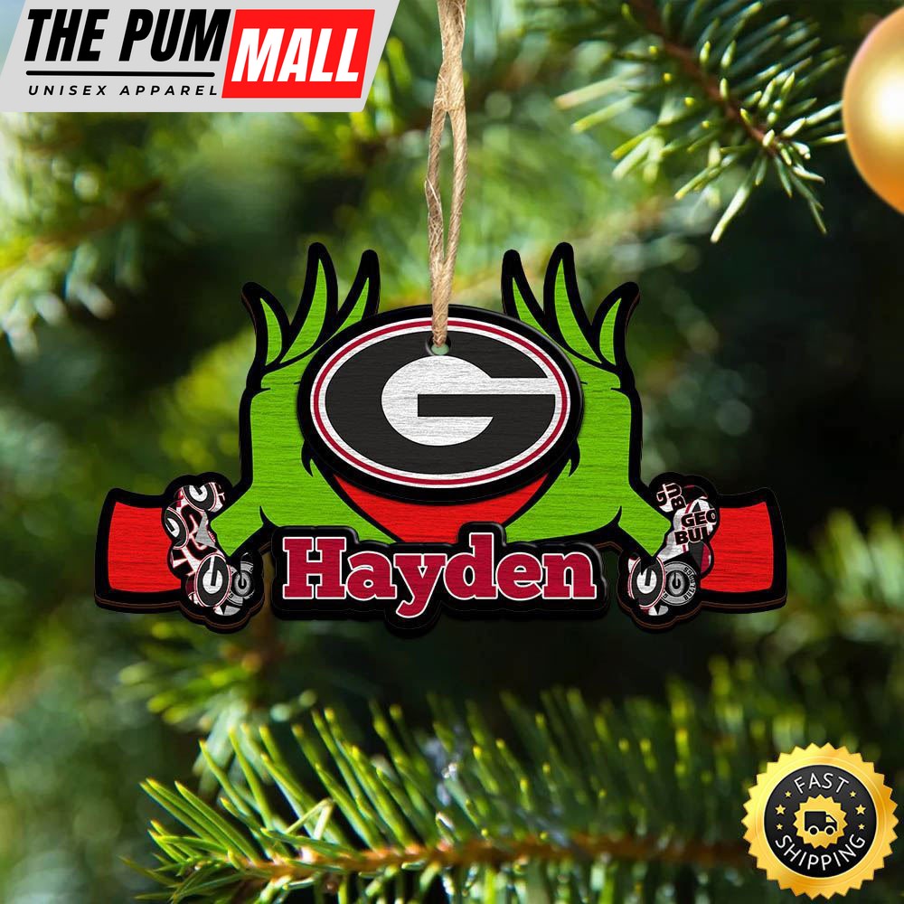 NCAA Georgia Bulldogs Grinch Christmas Ornament Personalized Your Name Limited Edition