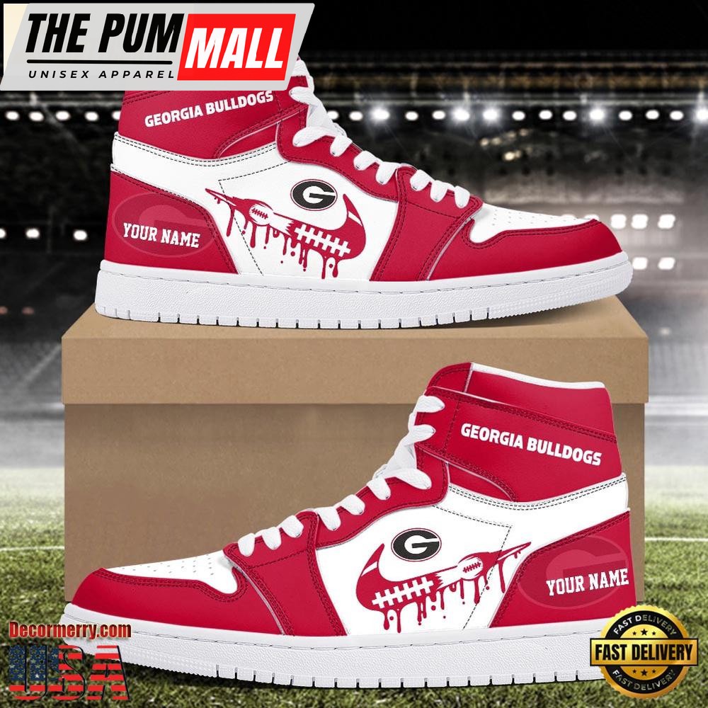NCAA Georgia Bulldogs Grunge Style Custom Air Jd 1 Shoes , Running Sneakers Shoes