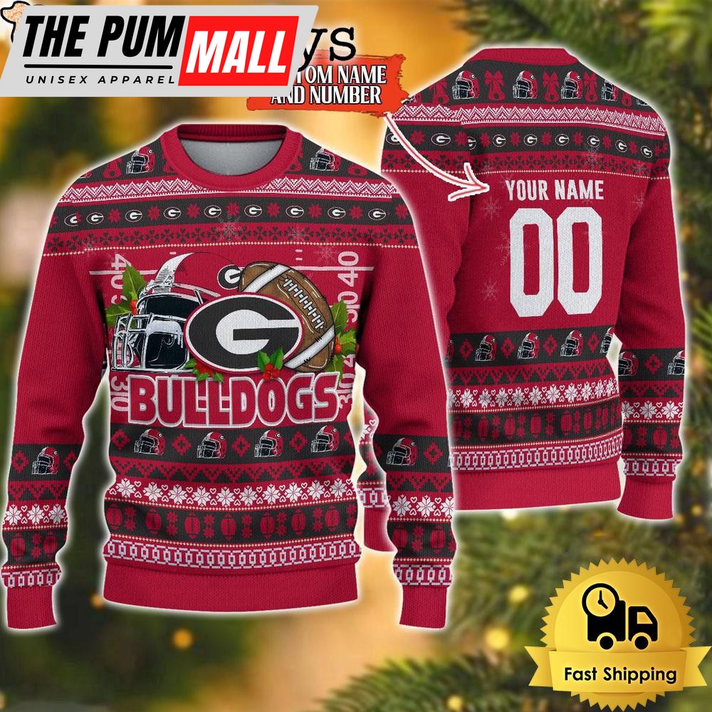NCAA Georgia Bulldogs Logo Football Ugly Christmas Sweater