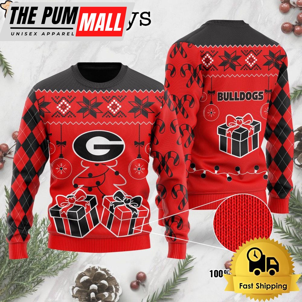NCAA Georgia Bulldogs Tree Christmas Ugly Sweater