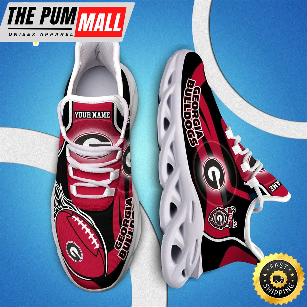 NCAA Georgia Bulldogs White C Sneakers Personalized Your Name