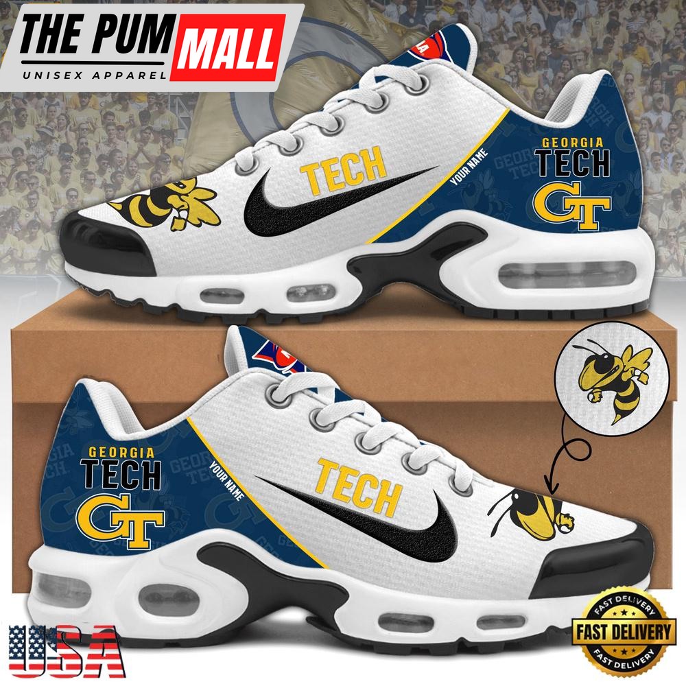 NCAA Georgia Tech Football Mascot Symbol Custom Name New Design Air Max Plus Shoes