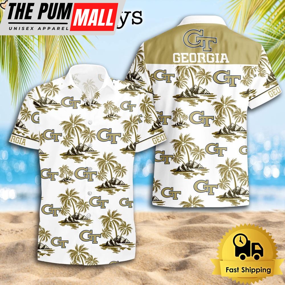 NCAA Georgia Tech Yellow Jackets Coconut Island Logo Hawaiian Shirts