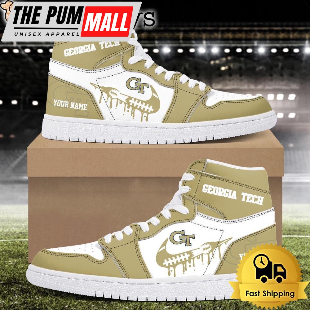 NCAA Georgia Tech Yellow Jackets Grunge Style Custom Air Jd 1 Shoes