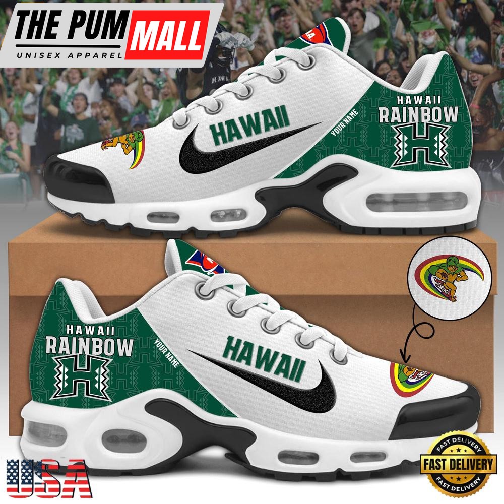 NCAA Hawaii Rainbow Warriors Football Mascot Symbol Custom Name New Design Air Max Plus Shoes