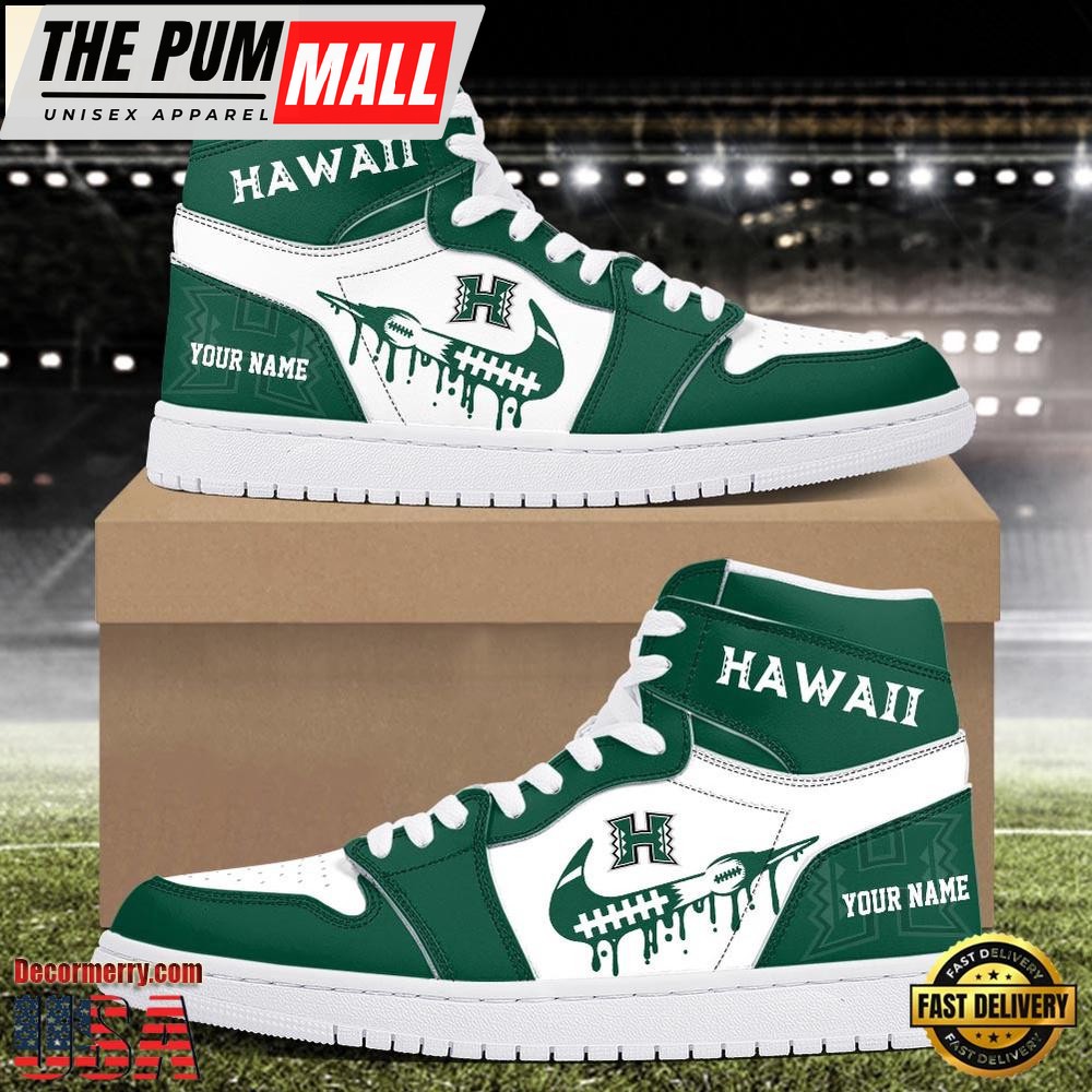 NCAA Hawaii Rainbow Warriors Grunge Style Custom Air Jd 1 Shoes , Running Sneakers Shoes