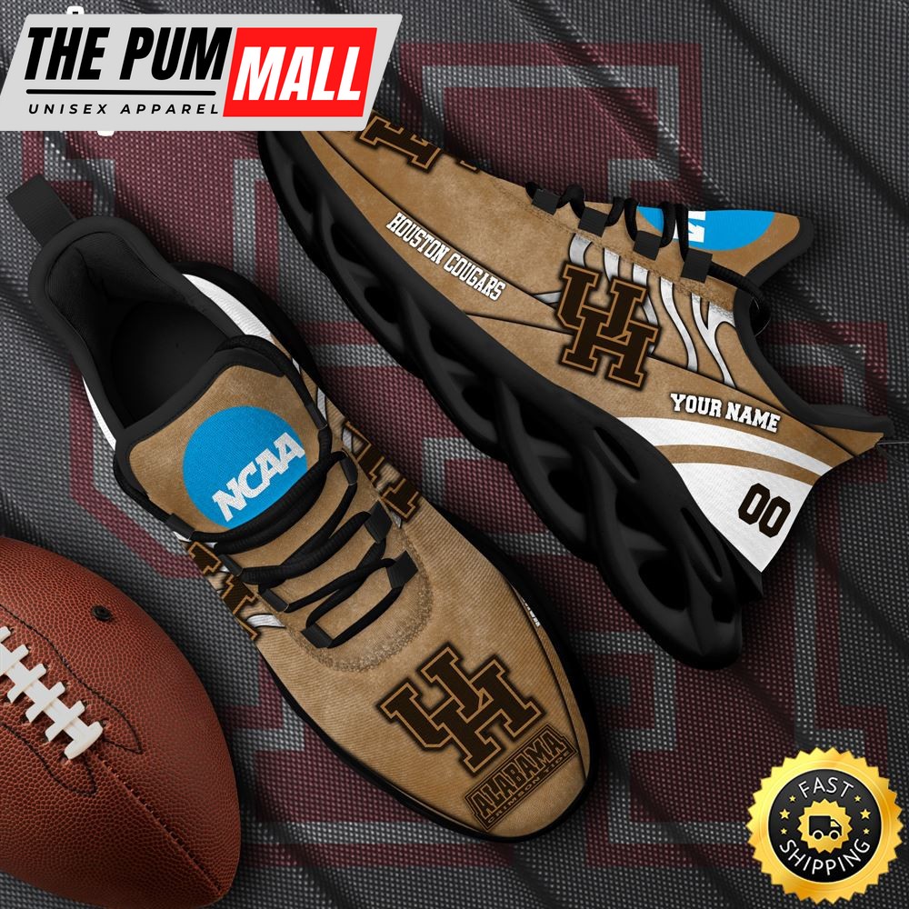 NCAA Houston Cougars Black Max Soul Shoes, White Max Soul Shoes Custom Your Name And Number