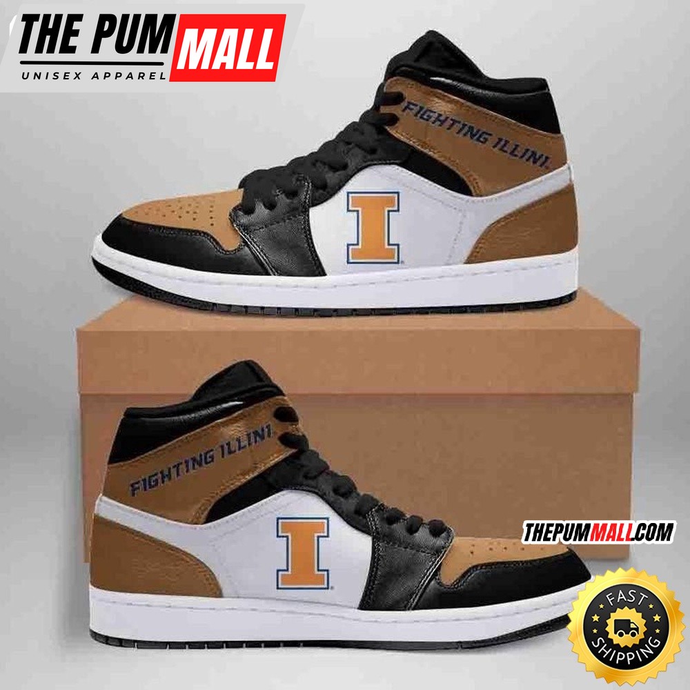 NCAA Illinois Fighting Illini Brown Black Air Jd 1 High Sneakers