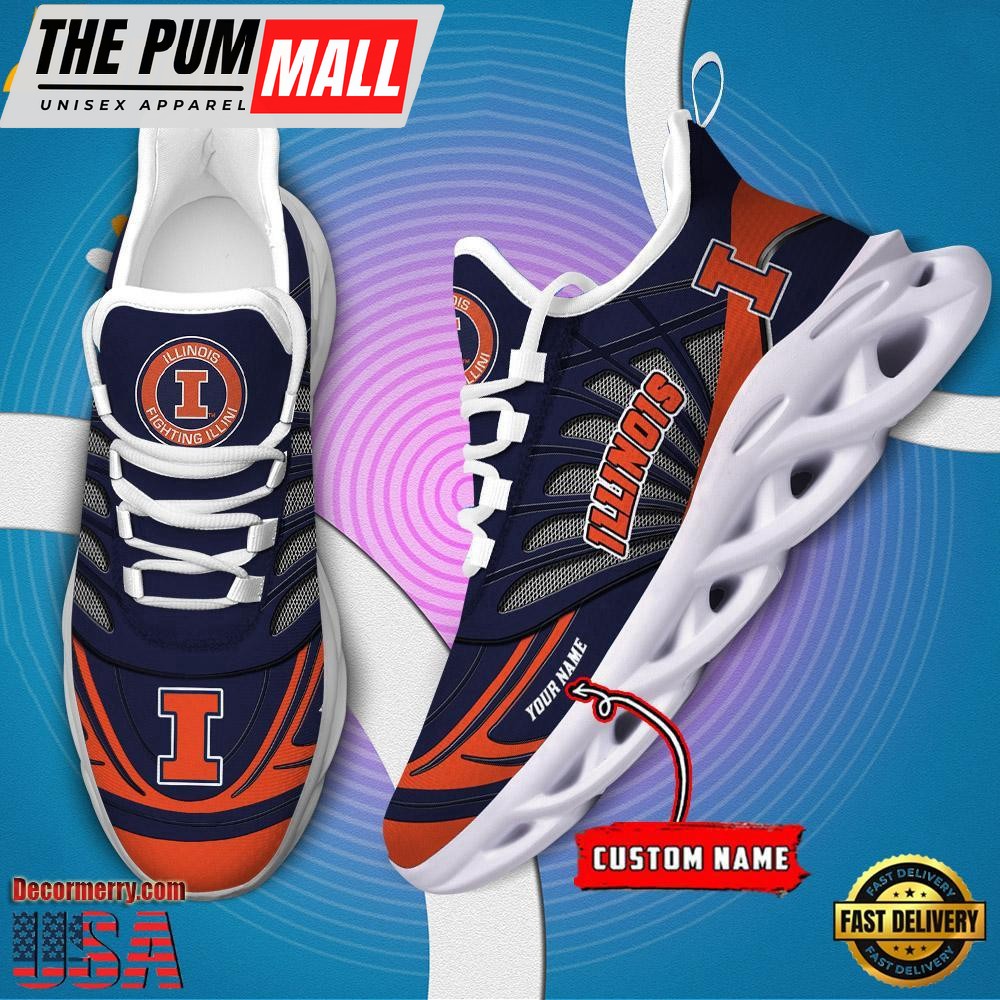 NCAA Illinois Fighting Illini Custom Name Design Max Soul Shoes Sneaker