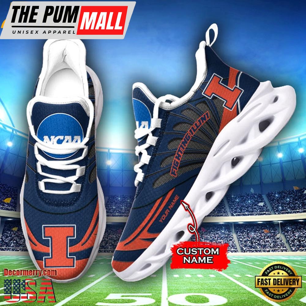 NCAA Illinois Fighting Illini Custom Name Design Max Soul Shoes Sneakers