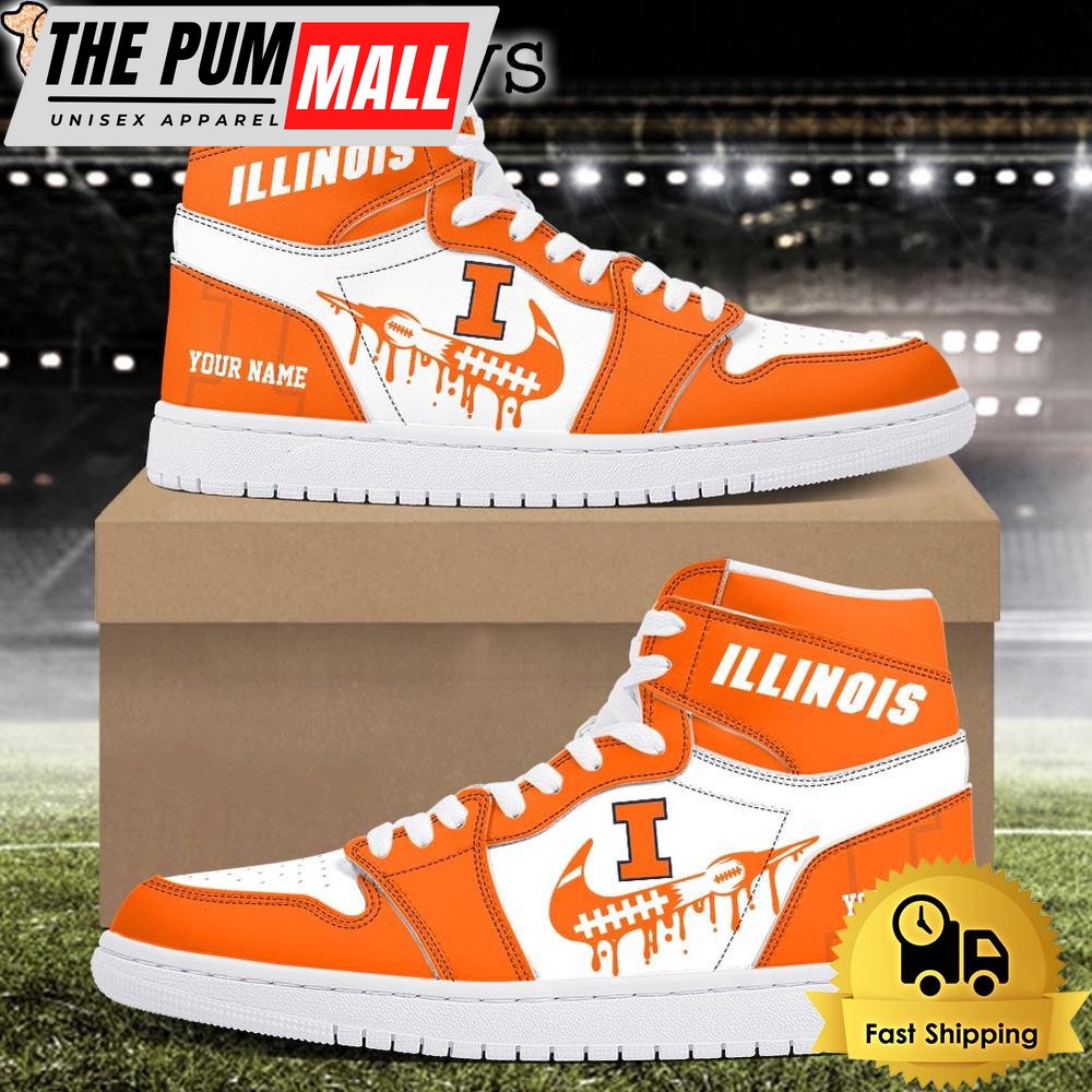 NCAA Illinois Fighting Illini Grunge Style Custom Air Jd 1 Shoes