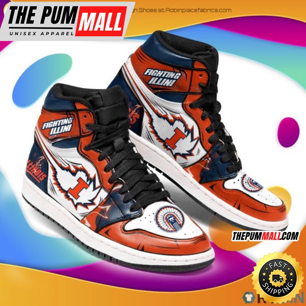 NCAA Illinois Fighting Illini Orange Blue Air Jd 1 High Sneakers