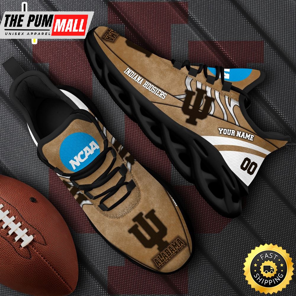 NCAA Indiana Hoosiers Black Max Soul Shoes, White Max Soul Shoes Custom Your Name And Number