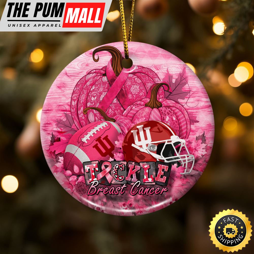 NCAA Indiana Hoosiers Breast Cancer And Sport Team Ceramic Ornament Limited Edition
