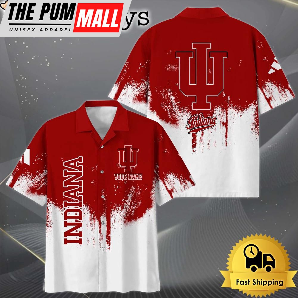 NCAA Indiana Hoosiers Custom Paint Splatter Logo Hawaiian Shirt