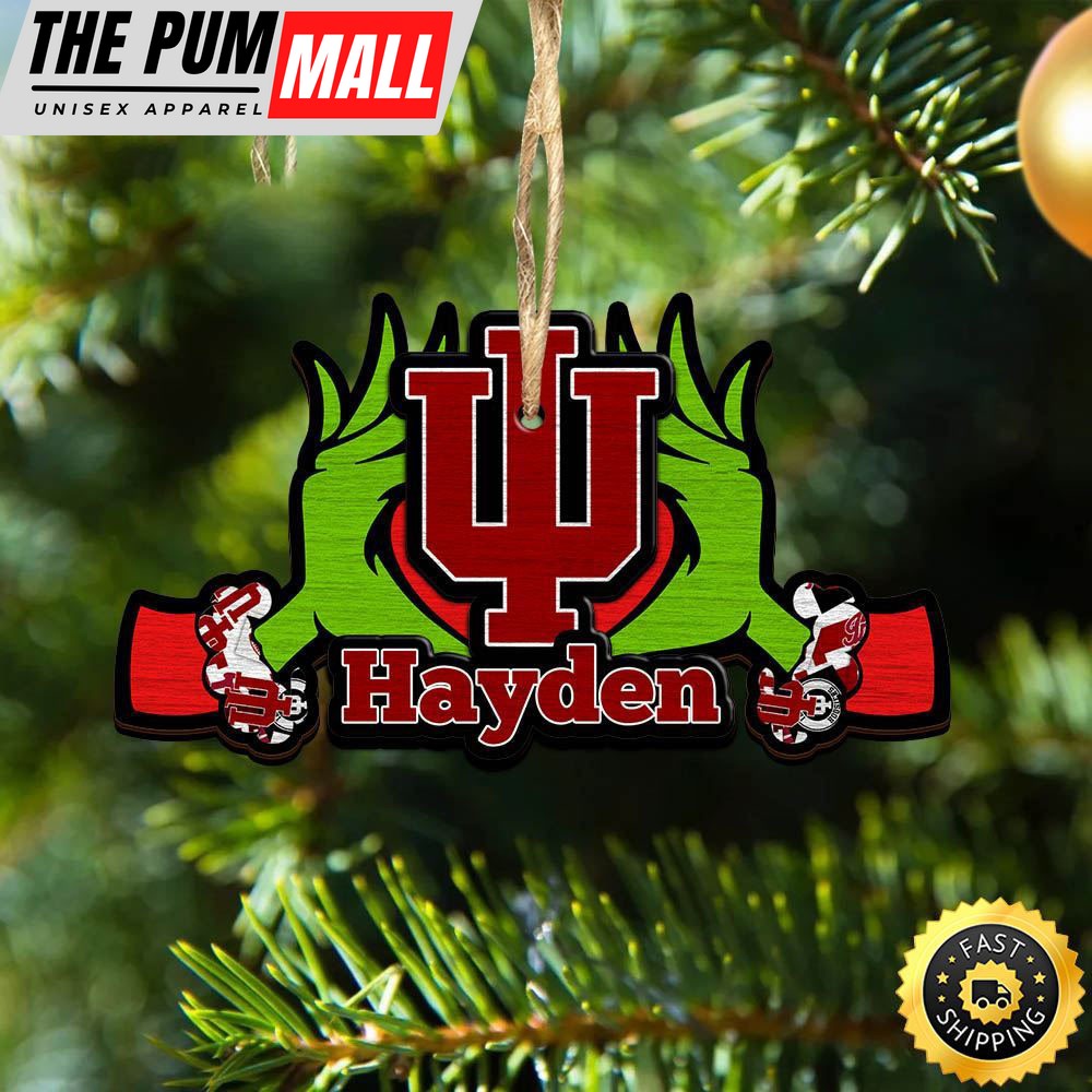 NCAA Indiana Hoosiers Grinch Christmas Ornament Personalized Your Name Limited Edition