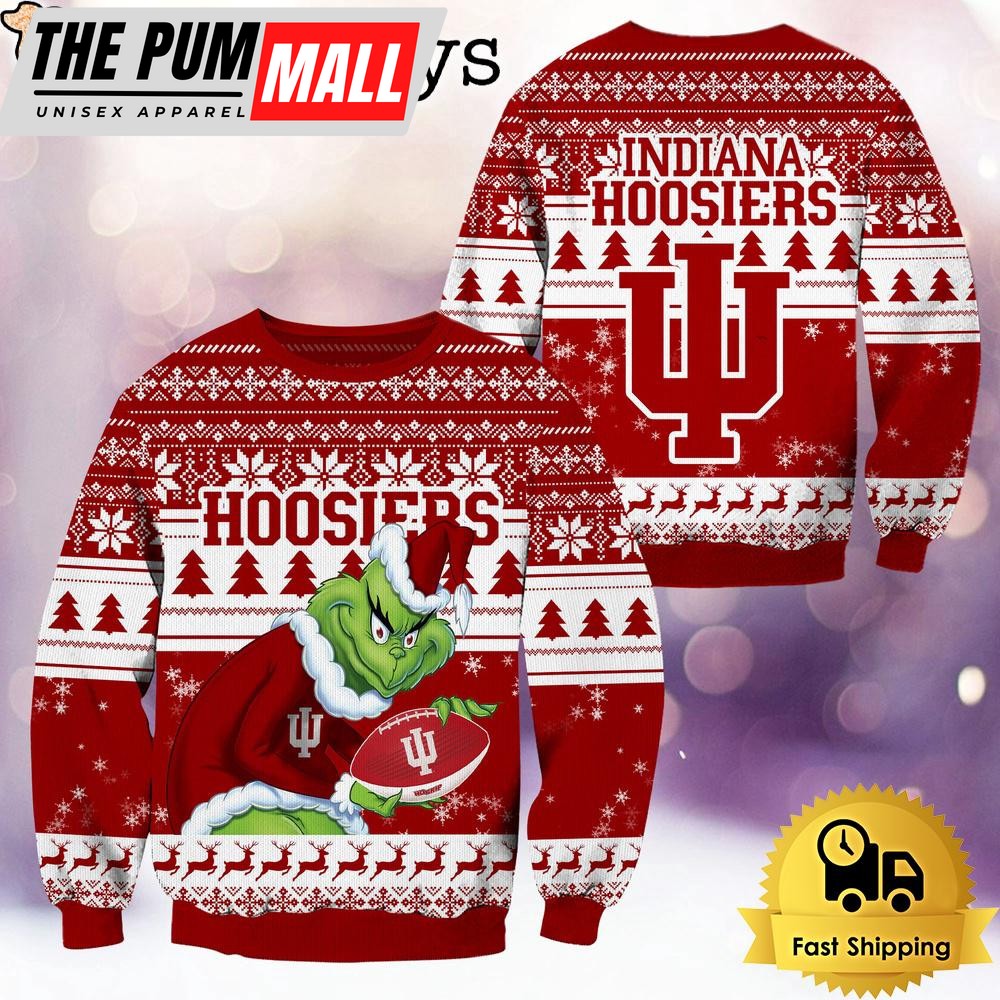 NCAA Indiana Hoosiers Grinch Custom Name Ugly Christmas Sweater