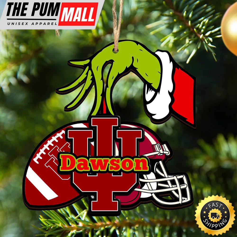 NCAA Indiana Hoosiers Personalized Your Name Grinch And Football Ornament Limited Edition