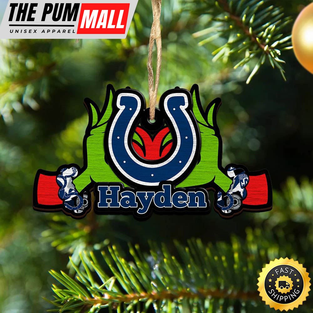 NCAA Indianapolis Colts Grinch Christmas Ornament Personalized Your Name Limited Edition