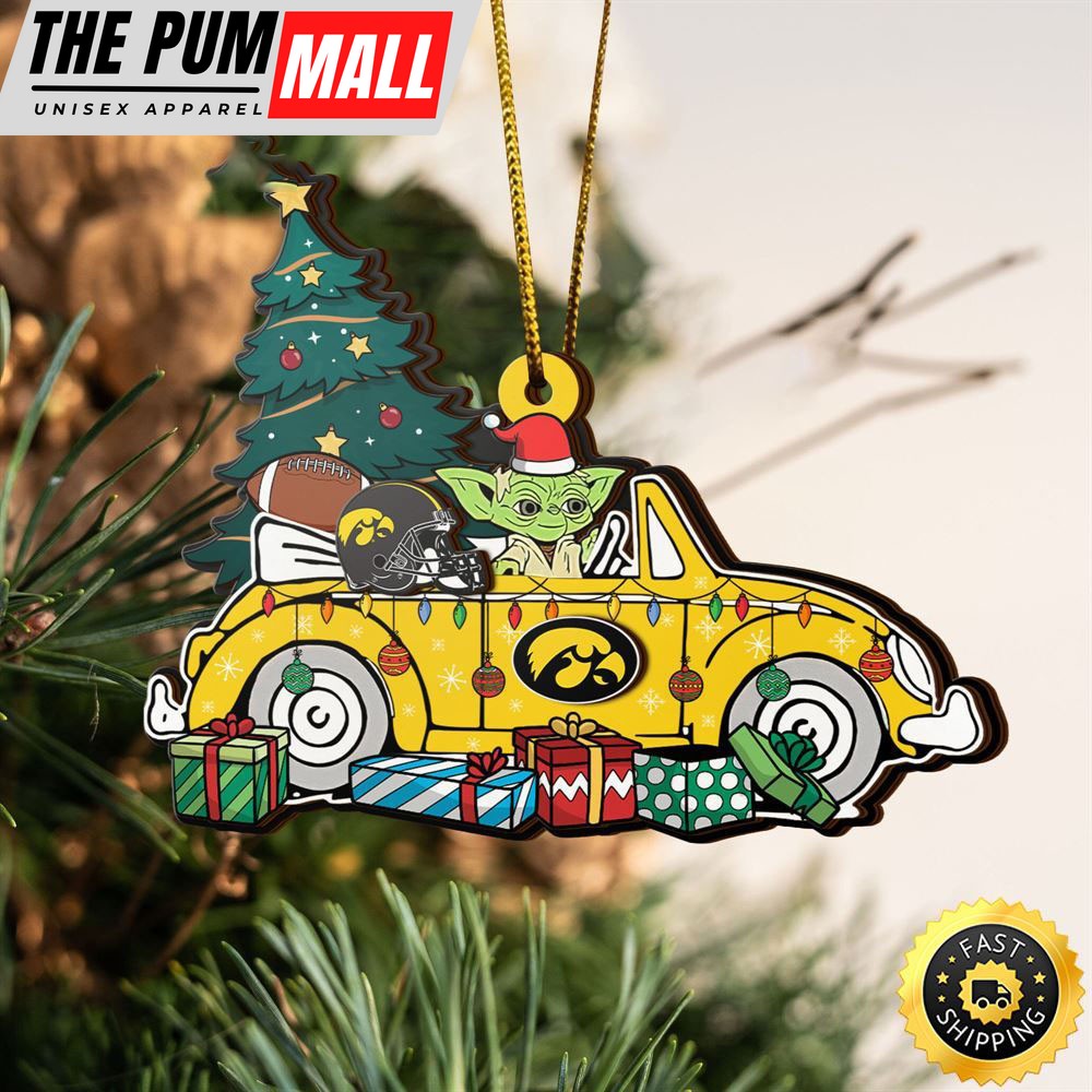 NCAA Iowa Hawkeyes And Baby Yoda Christmas Ornament Limited Edition