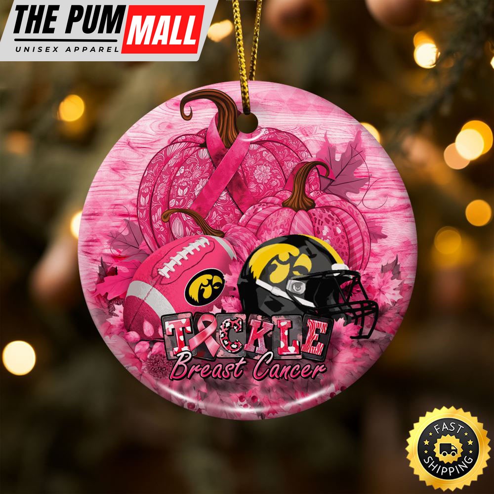 NCAA Iowa Hawkeyes Breast Cancer And Sport Team Ceramic Ornament Limited Edition