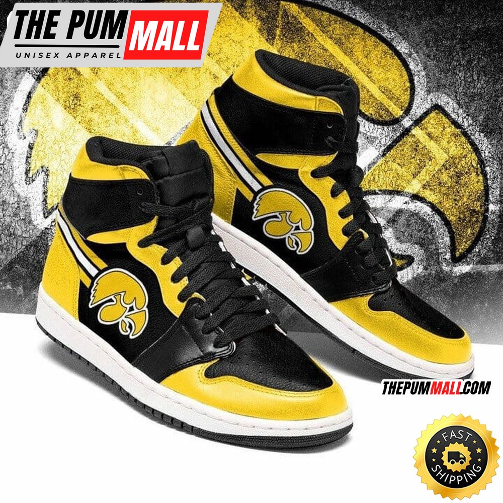 NCAA Iowa Hawkeyes Gold Black Air Jd 1 High Sneakers