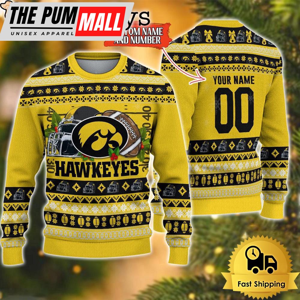 NCAA Iowa Hawkeyes Logo Football Ugly Christmas Sweater