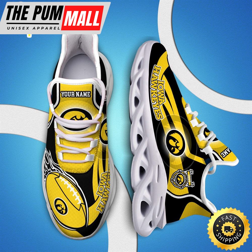 NCAA Iowa Hawkeyes White C Sneakers Personalized Your Name