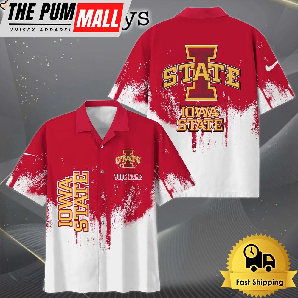 NCAA Iowa State Cyclones Custom Paint Splatter Logo Hawaiian Shirt