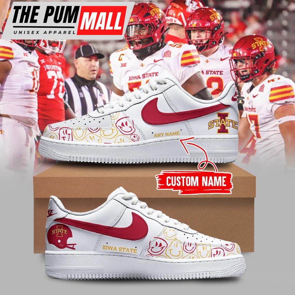 NCAA Iowa State Cyclones Football Smile Custom Air Force 1 Shoes