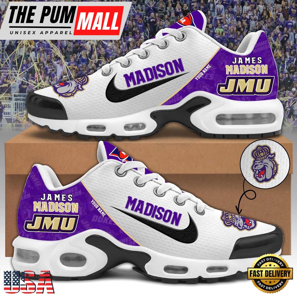 NCAA James Madison Dukes Football Mascot Symbol Custom Name New Design Air Max Plus Shoes