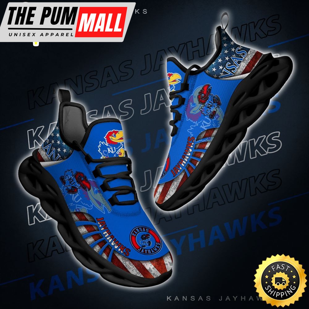 NCAA Kansas Jayhawks Black And White Clunky Shoes New Style For Fans