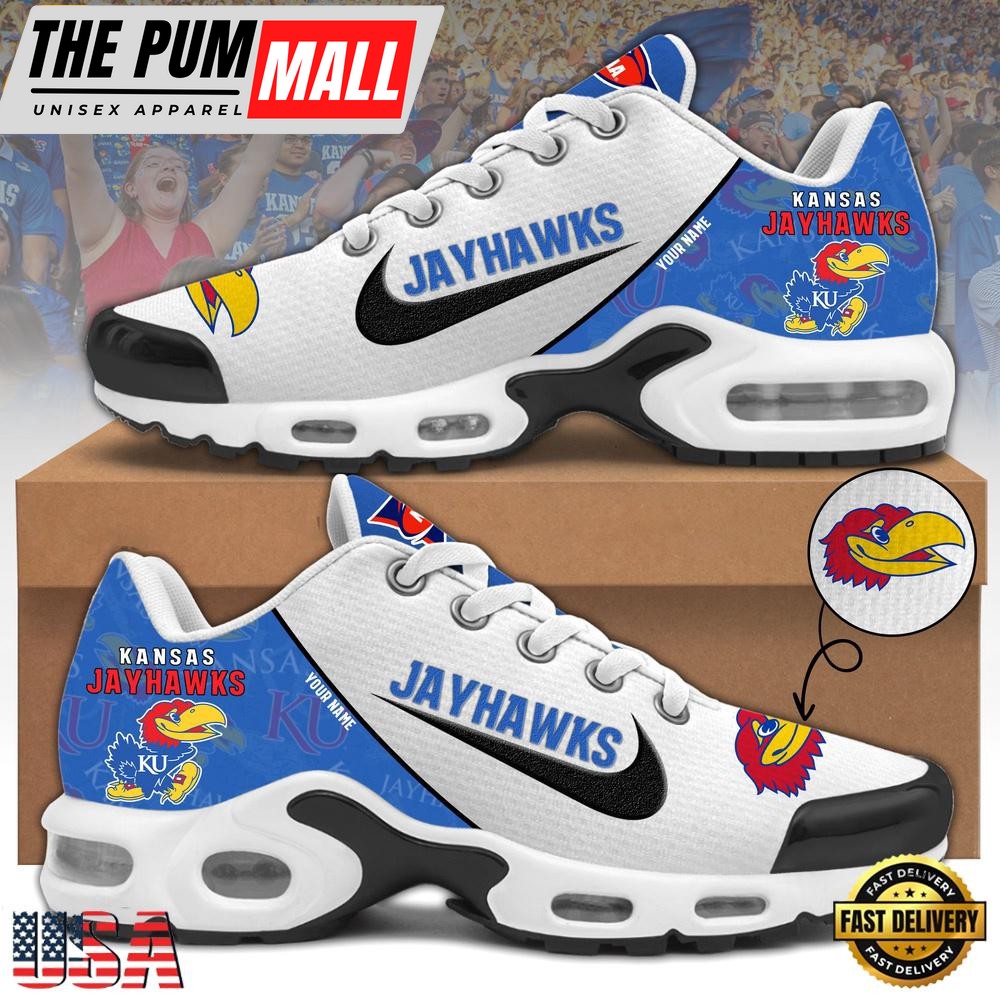 NCAA Kansas Jayhawks Football Mascot Symbol Custom Name New Design Air Max Plus Shoes