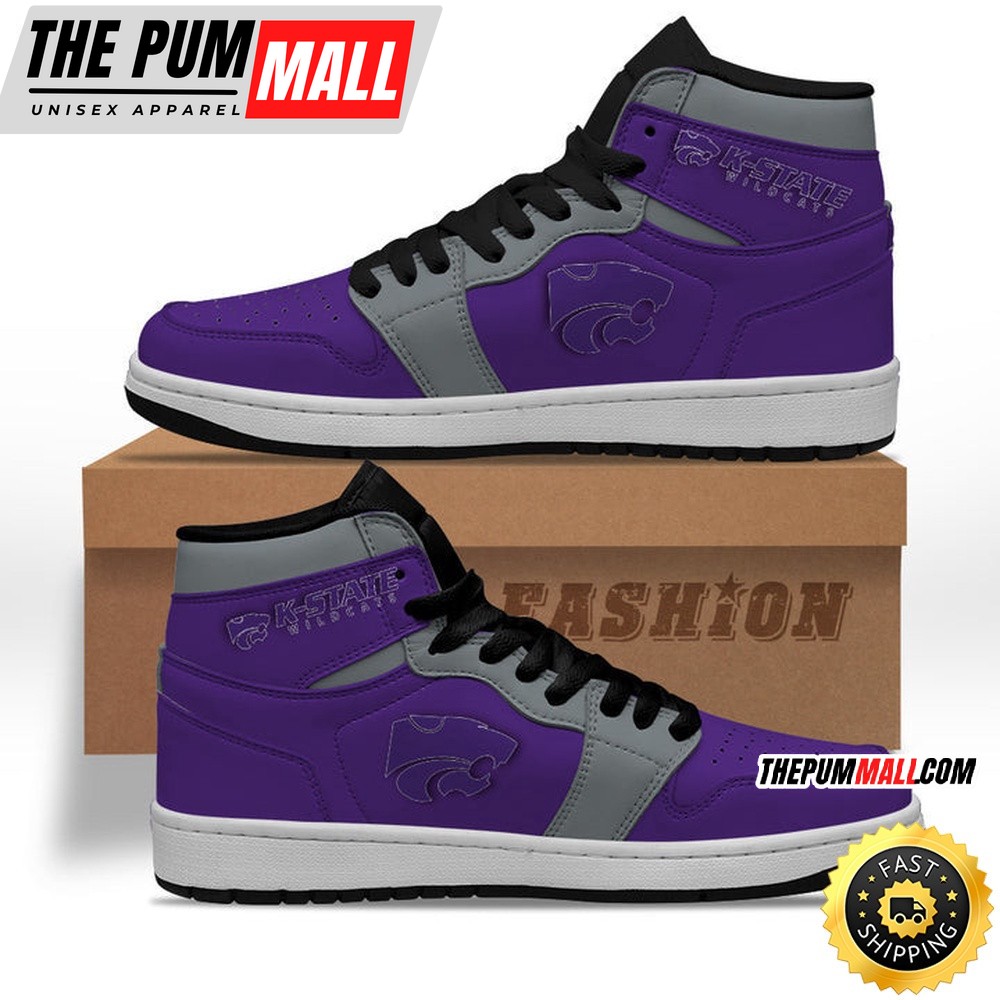 NCAA Kansas State Wildcats Purple Silver Air Jd 1 High Sneakers