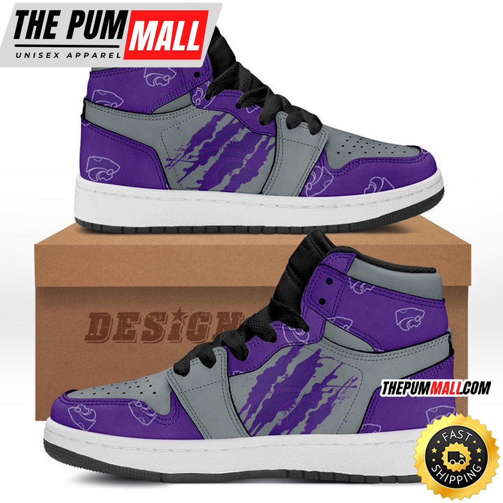 NCAA Kansas State Wildcats Purple Silver Scrath Air Jd 1 High Sneakers