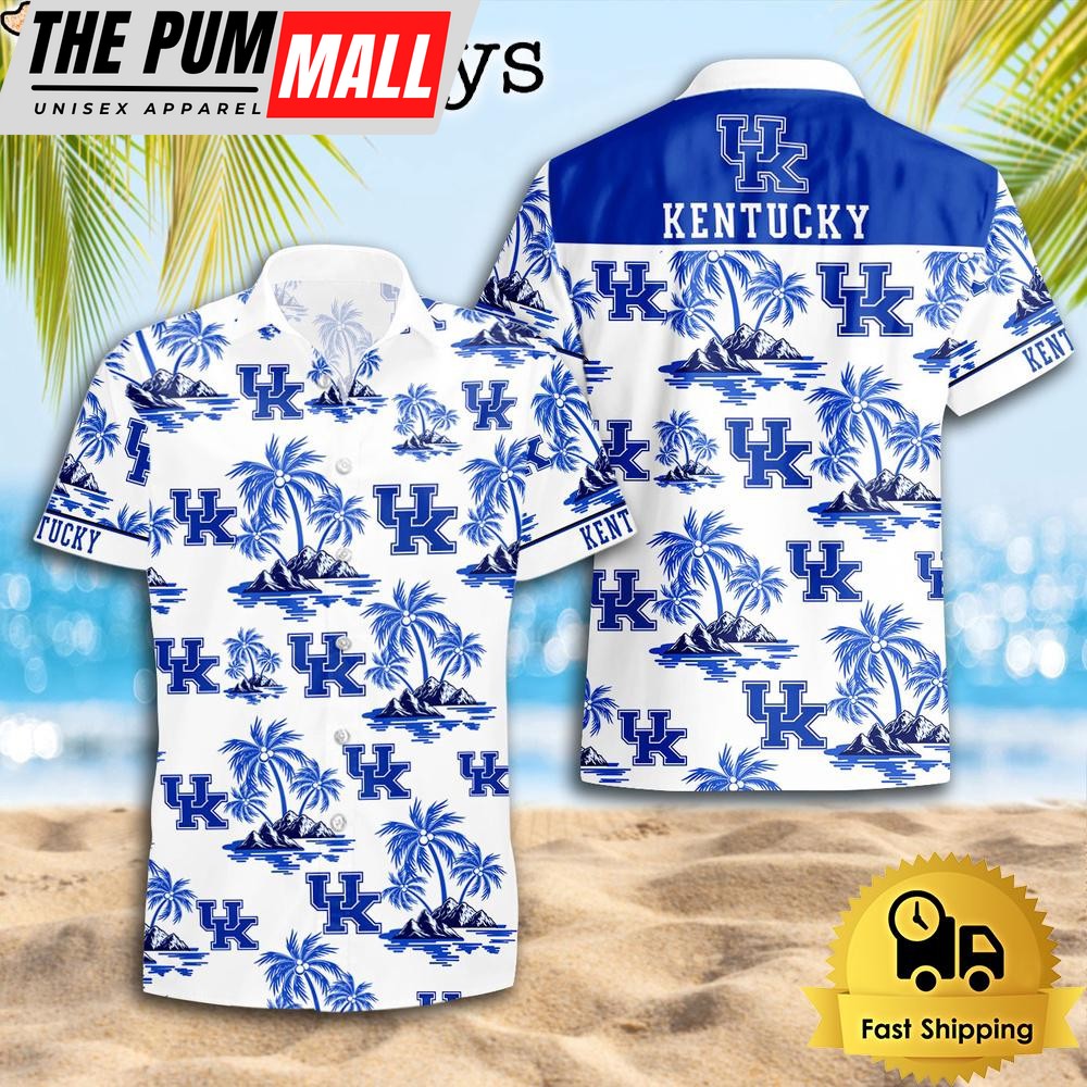 NCAA Kentucky Wildcats Coconut Island Logo Hawaiian Shirts