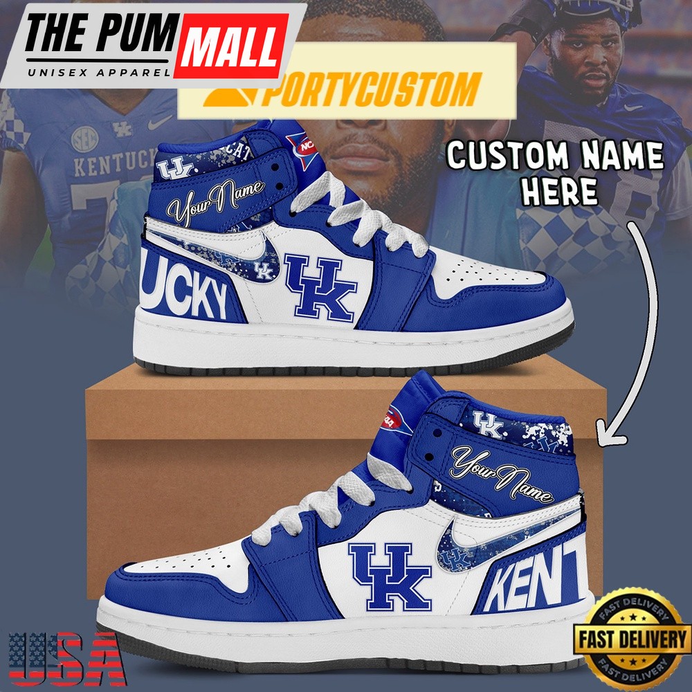 NCAA Kentucky Wildcats Custom Name Air Jd 1 Shoes Running Sneakers For Men Women