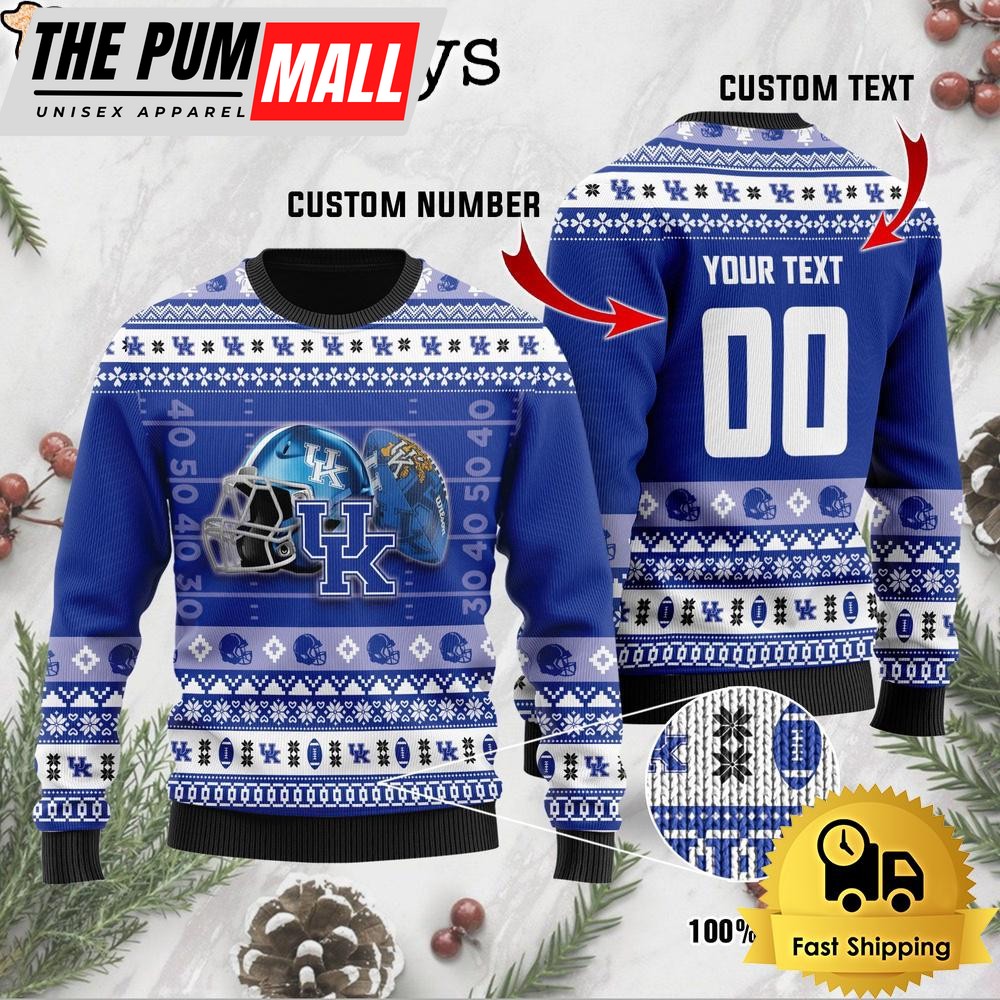 NCAA Kentucky Wildcats Football Helmet Custom Ugly Christmas Sweater