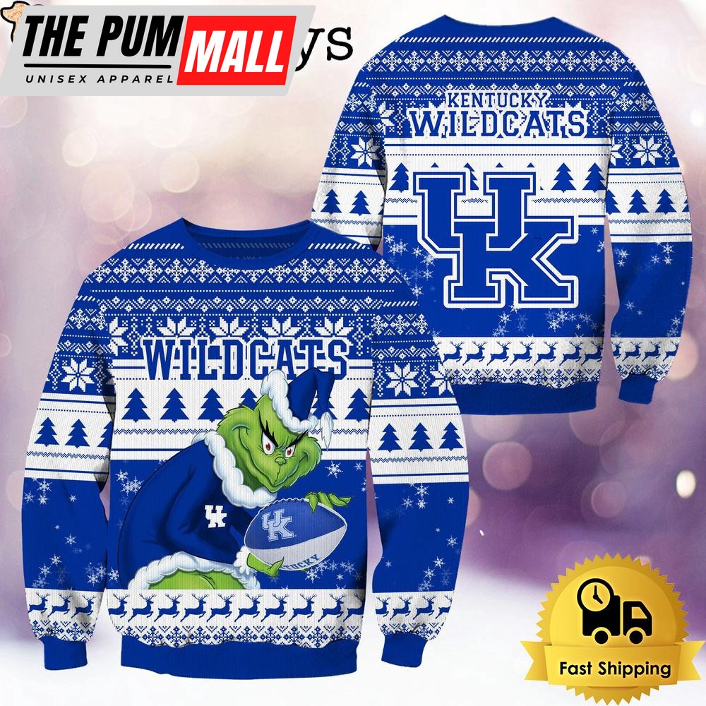 NCAA Kentucky Wildcats Grinch Custom Name Ugly Christmas Sweater
