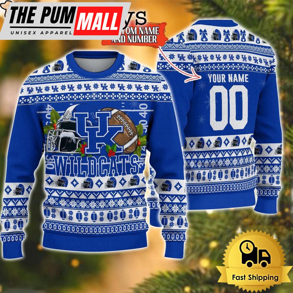 NCAA Kentucky Wildcats Logo Football Ugly Christmas Sweater
