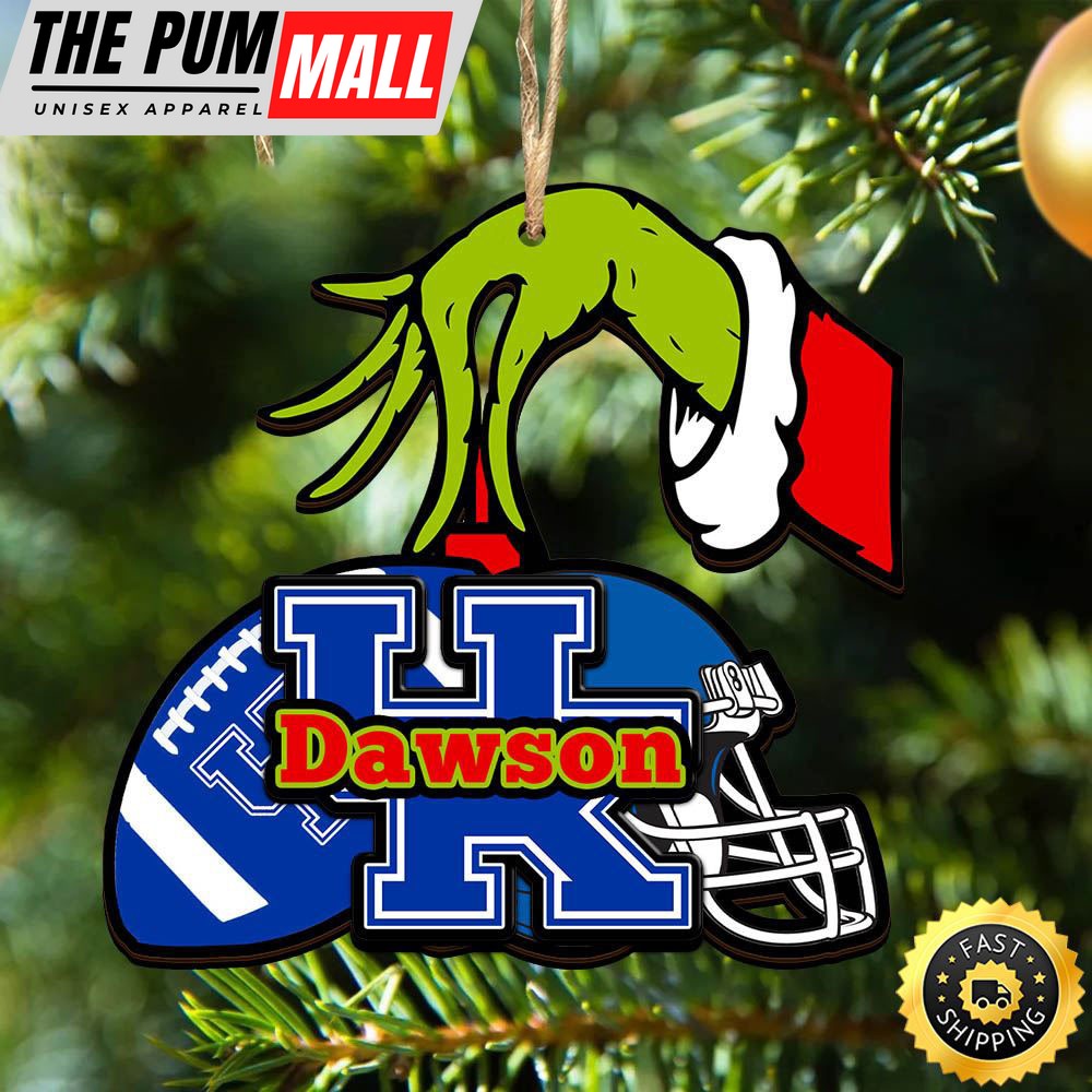 NCAA Kentucky Wildcats Personalized Your Name Grinch And Football Ornament Limited Edition
