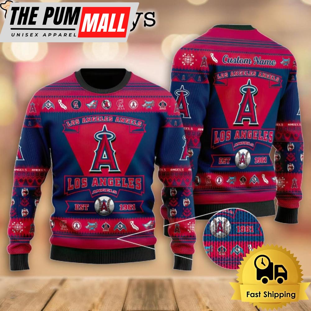 NCAA Los Angeles Dodgers Football Team Logo Custom Ugly Christmas Sweater